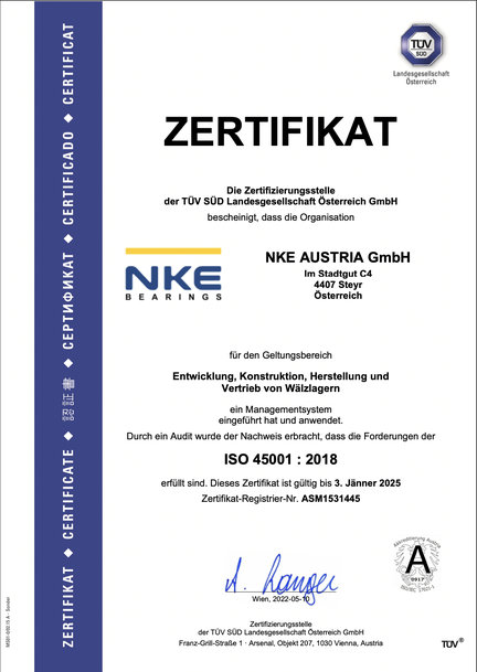 NKE Austria ist nach ISO rezertifiziert 